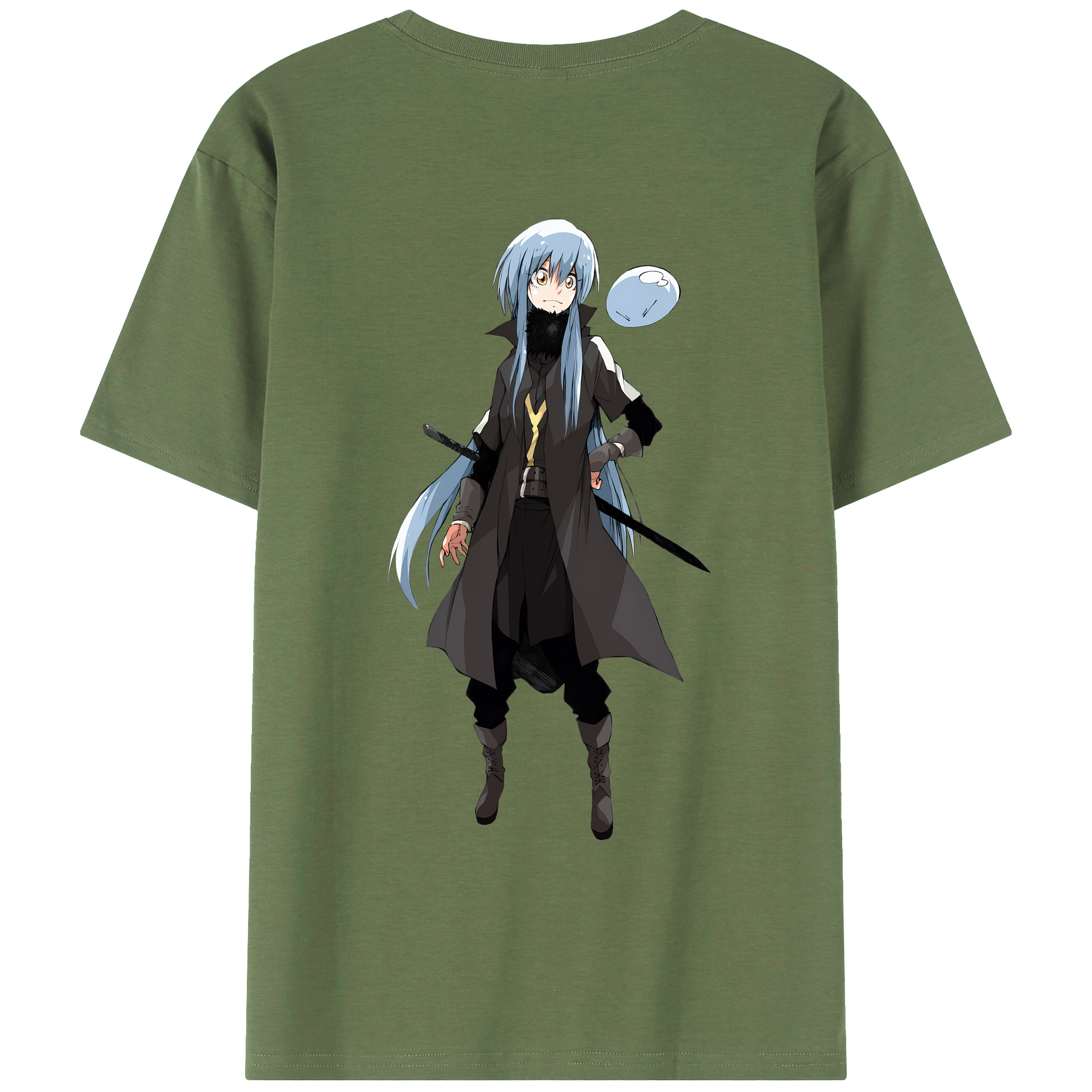 （画像用） 転スラ Regarding Reincarnated to Slime 綿100％ メンズ半袖Tシャツ（バックプリント） 通気性